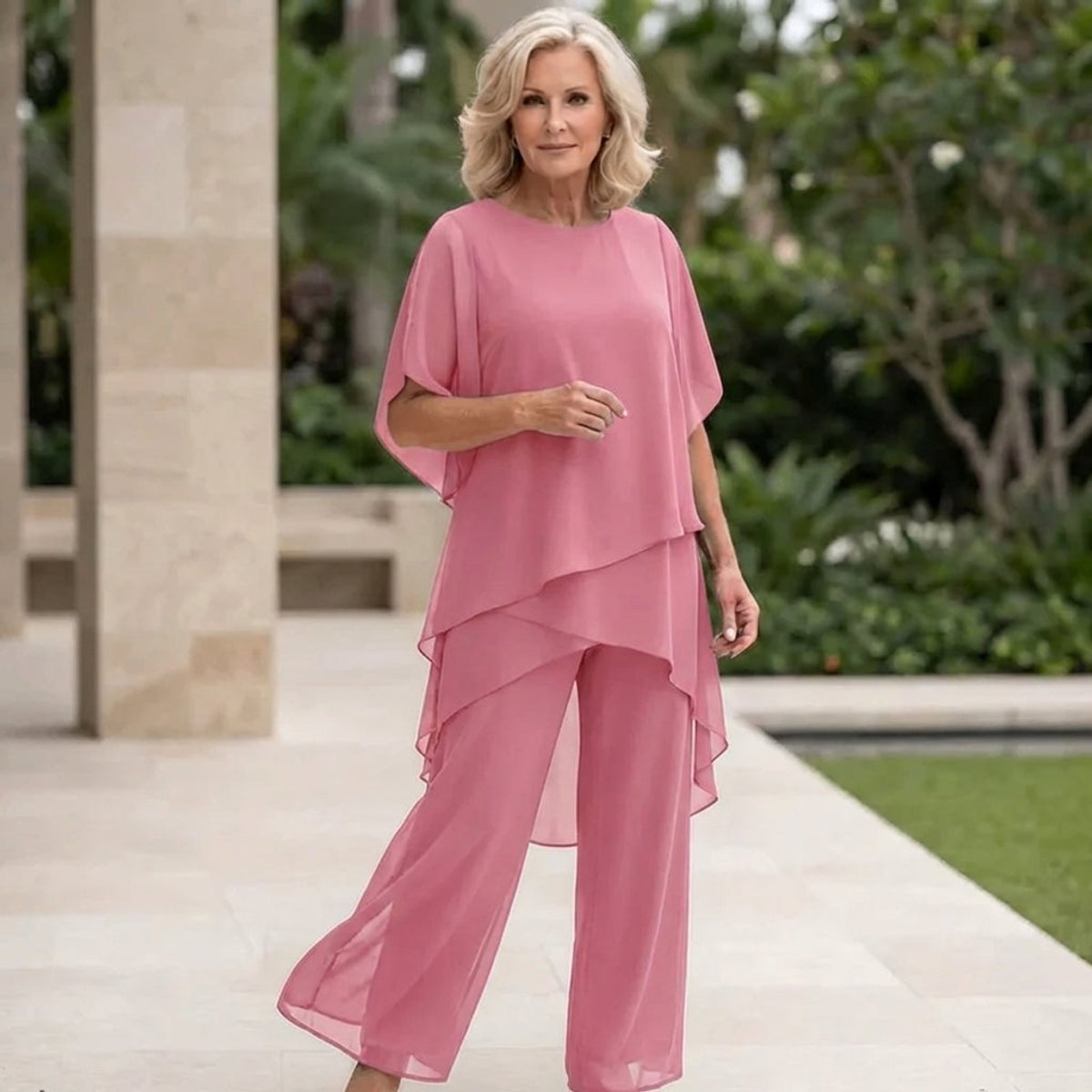 Annika Chiffon Layered Top and Trouser Set