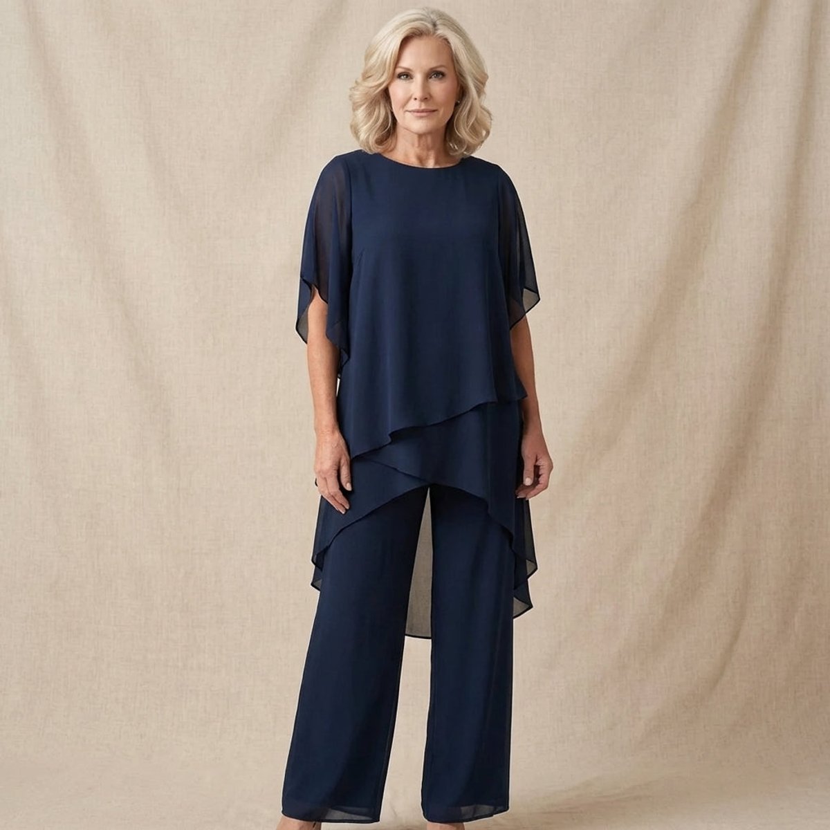 Annika Chiffon Layered Top and Trouser Set