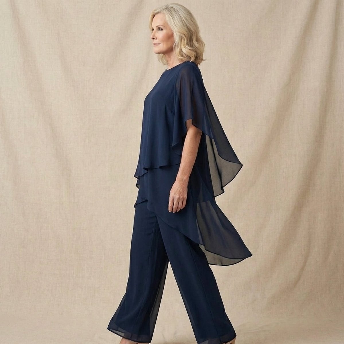 Annika Chiffon Layered Top and Trouser Set