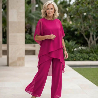 Annika Chiffon Layered Top and Trouser Set