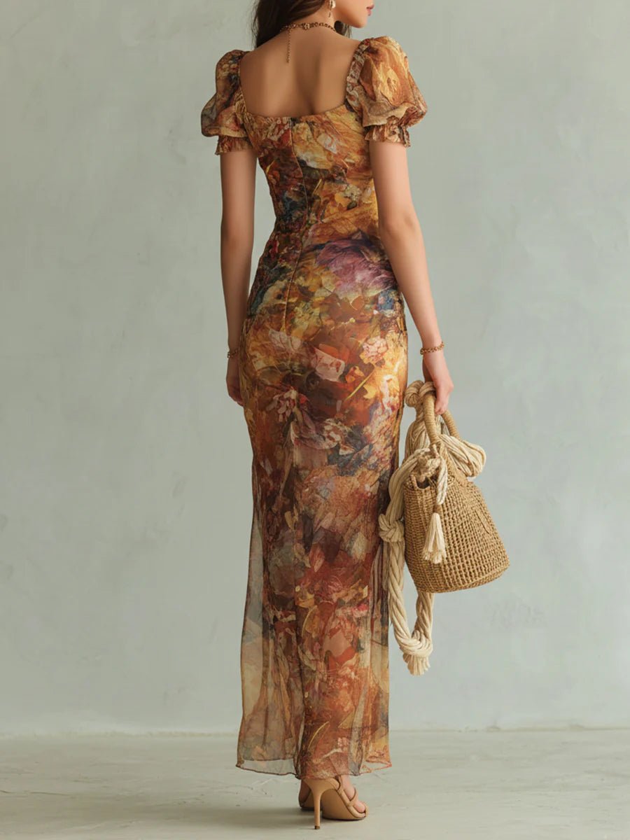 Frieda Ruffled Sweetheart Floral Maxi Dress