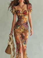 Frieda Ruffled Sweetheart Floral Maxi Dress