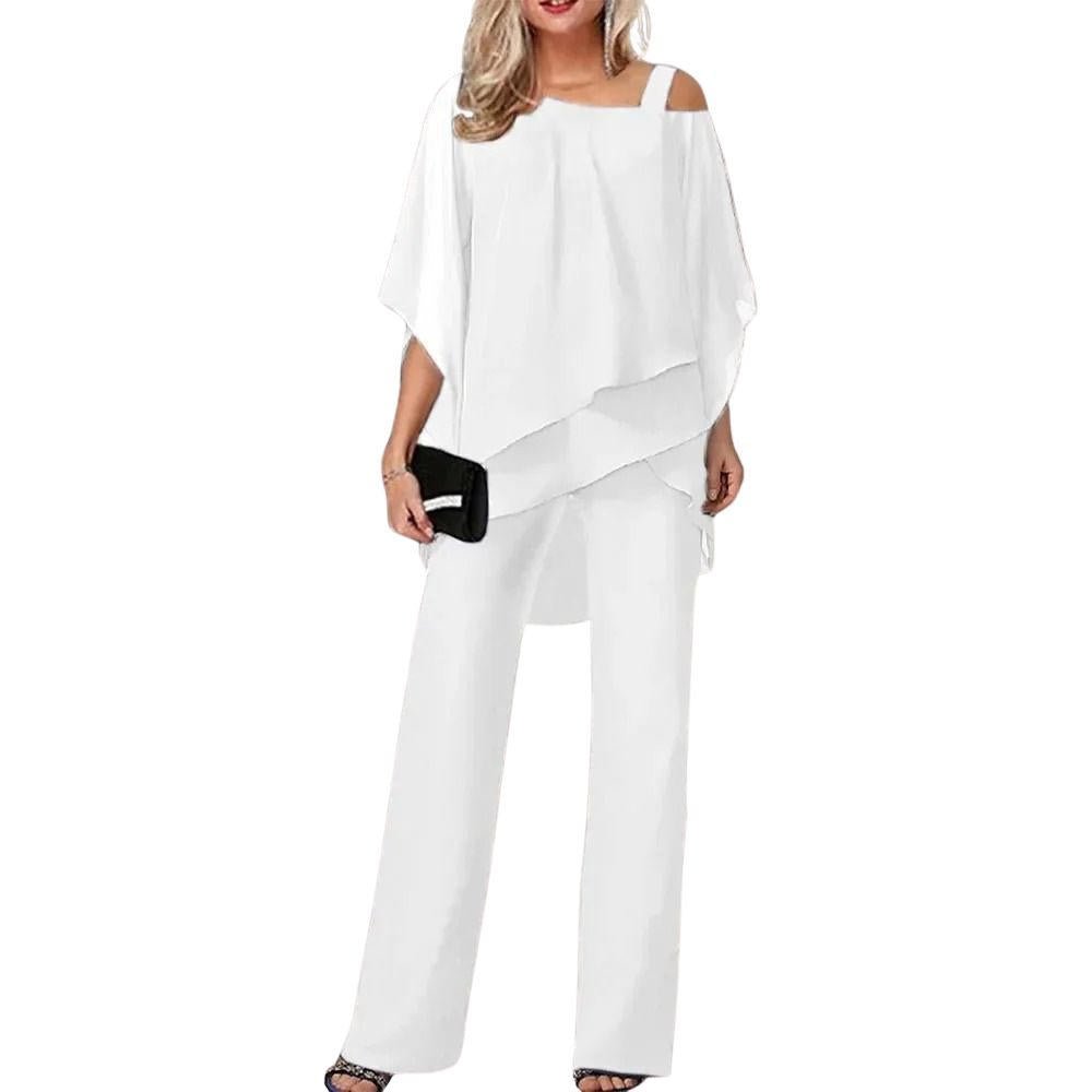 Mia Chiffon Overlay Wide-Leg Pantsuit