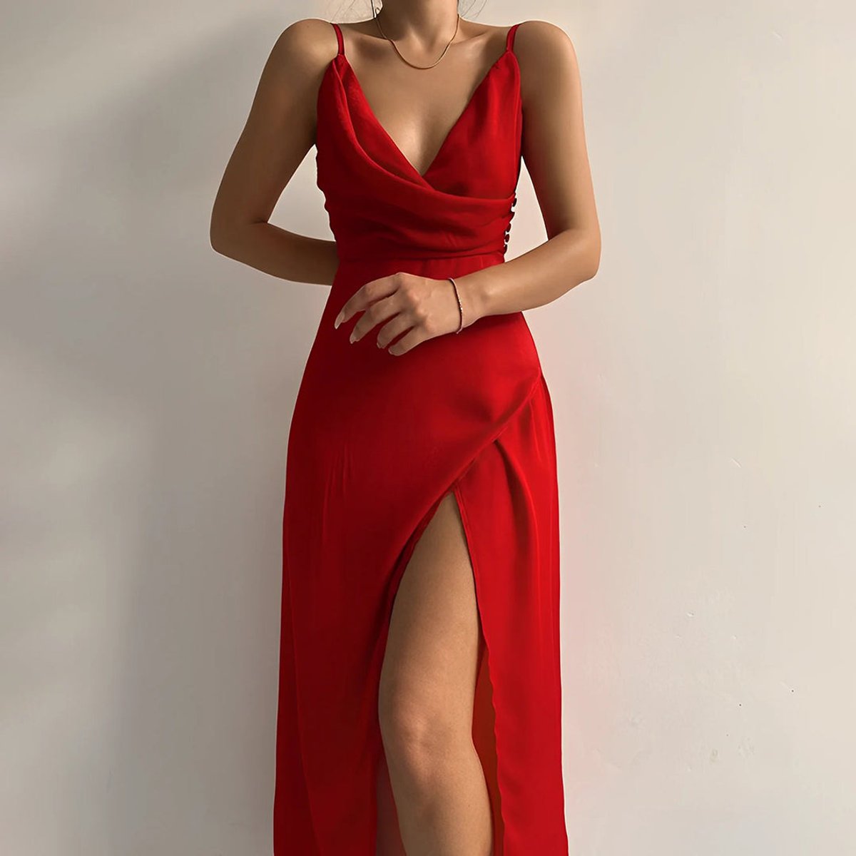 Marlene V-Neck Slit Maxi Cocktail Dress