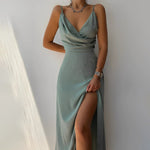 Marlene V-Neck Slit Maxi Cocktail Dress
