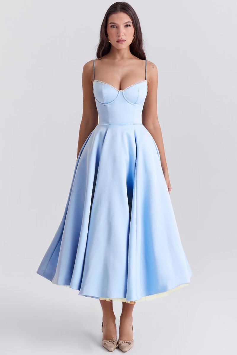 Annika Fit-and-Flare Bustier Midi Cocktail Dress