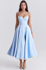 Annika Fit-and-Flare Bustier Midi Cocktail Dress