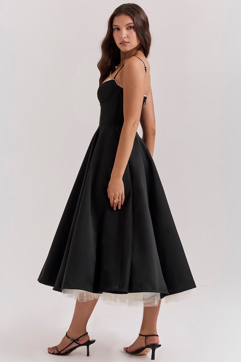 Annika Fit-and-Flare Bustier Midi Cocktail Dress
