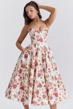 Annika Fit-and-Flare Bustier Midi Cocktail Dress