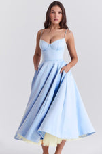 Annika Fit-and-Flare Bustier Midi Cocktail Dress