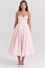 Annika Fit-and-Flare Bustier Midi Cocktail Dress