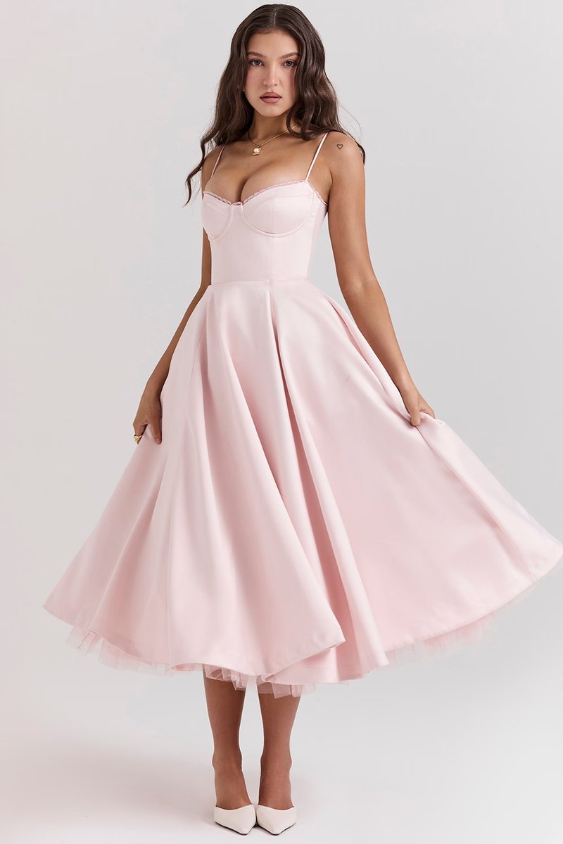 Annika Fit-and-Flare Bustier Midi Cocktail Dress