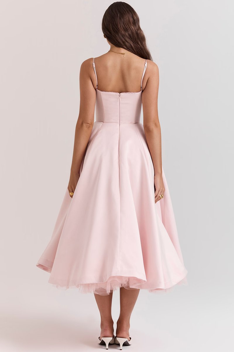 Annika Fit-and-Flare Bustier Midi Cocktail Dress