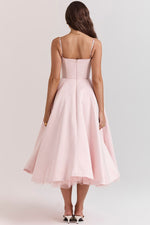 Annika Fit-and-Flare Bustier Midi Cocktail Dress