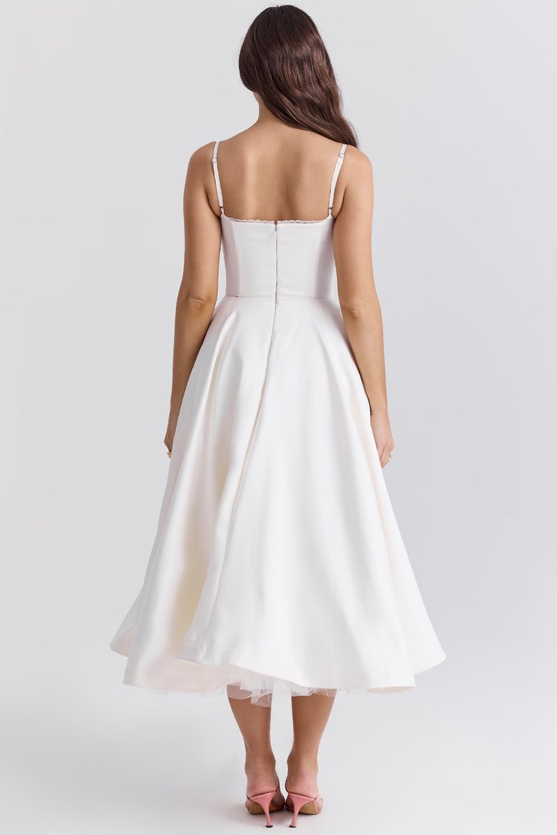 Annika Fit-and-Flare Bustier Midi Cocktail Dress