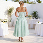 Johanna Ruffle Bodice Cocktail Dress with Jacquard Skirt
