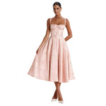 Johanna Ruffle Bodice Cocktail Dress with Jacquard Skirt