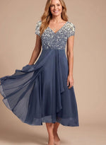 Lena Floral V-Neck Chiffon Swing Dress