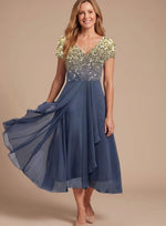 Lena Floral V-Neck Chiffon Swing Dress