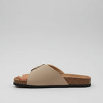 Katharina Wide-Strap Buckle Slip-On Flat Sandals