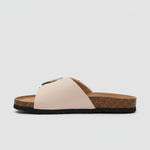 Katharina Wide-Strap Buckle Slip-On Flat Sandals