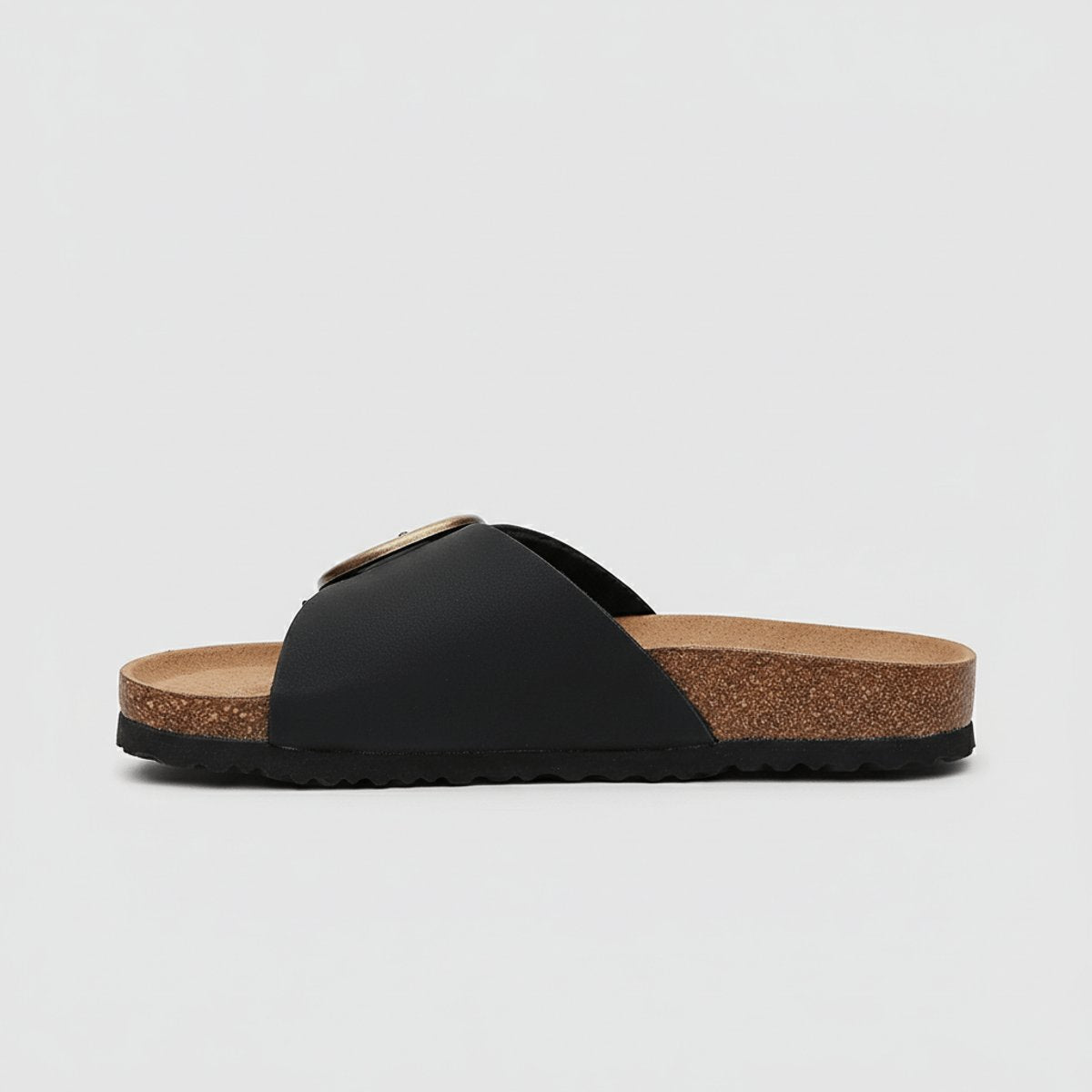 Katharina Wide-Strap Buckle Slip-On Flat Sandals