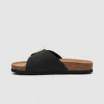 Katharina Wide-Strap Buckle Slip-On Flat Sandals
