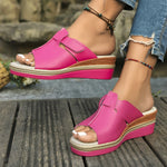 Clara Open-Toe Wedge Sandals with Hook-and-Loop Strap