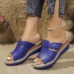Clara Open-Toe Wedge Sandals with Hook-and-Loop Strap