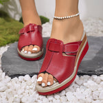 Clara Open-Toe Wedge Sandals with Hook-and-Loop Strap