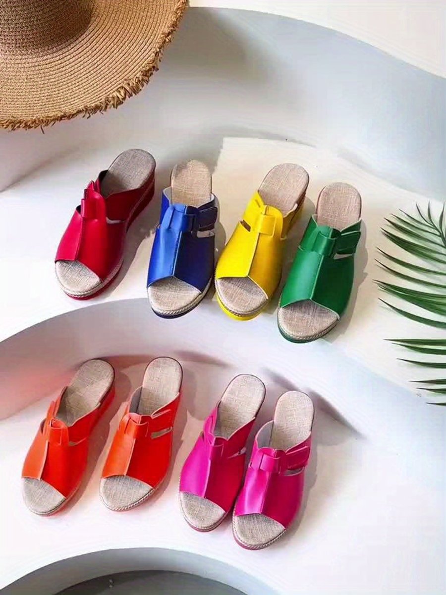 Clara Open-Toe Wedge Sandals with Hook-and-Loop Strap