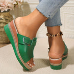 Clara Open-Toe Wedge Sandals with Hook-and-Loop Strap