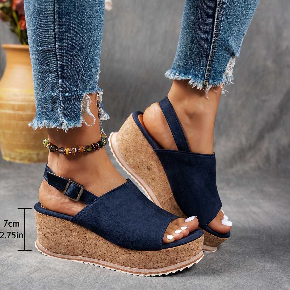 Emilia Leopard Wedge Buckle Sandals