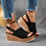 Emilia Leopard Wedge Buckle Sandals