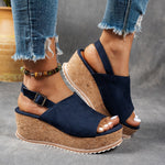 Emilia Leopard Wedge Buckle Sandals