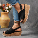 Emilia Leopard Wedge Buckle Sandals