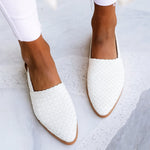 Charlotte Woven Leather Pointed-Toe Slingback Flats