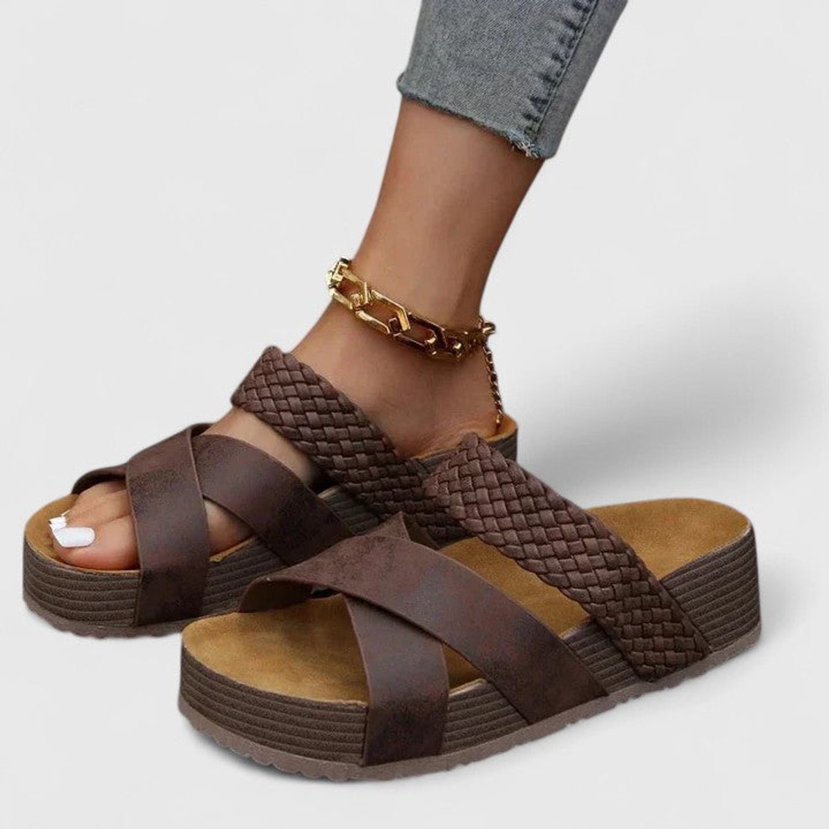 Hannah Orthopedic Platform Cross-Strap Summer Sandals
