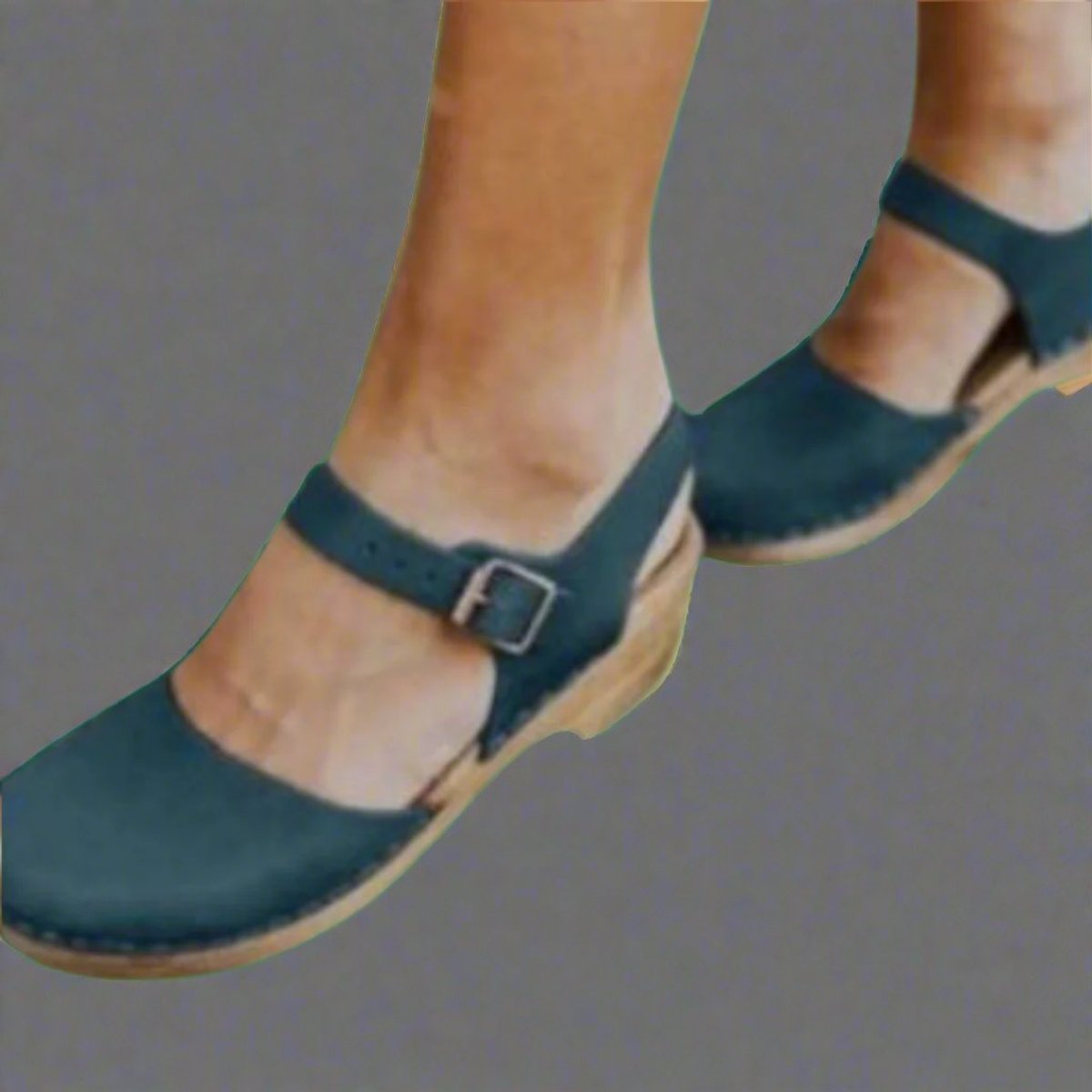 Marie Leather-Strap Platform Clog Sandals