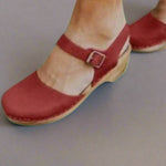 Marie Leather-Strap Platform Clog Sandals