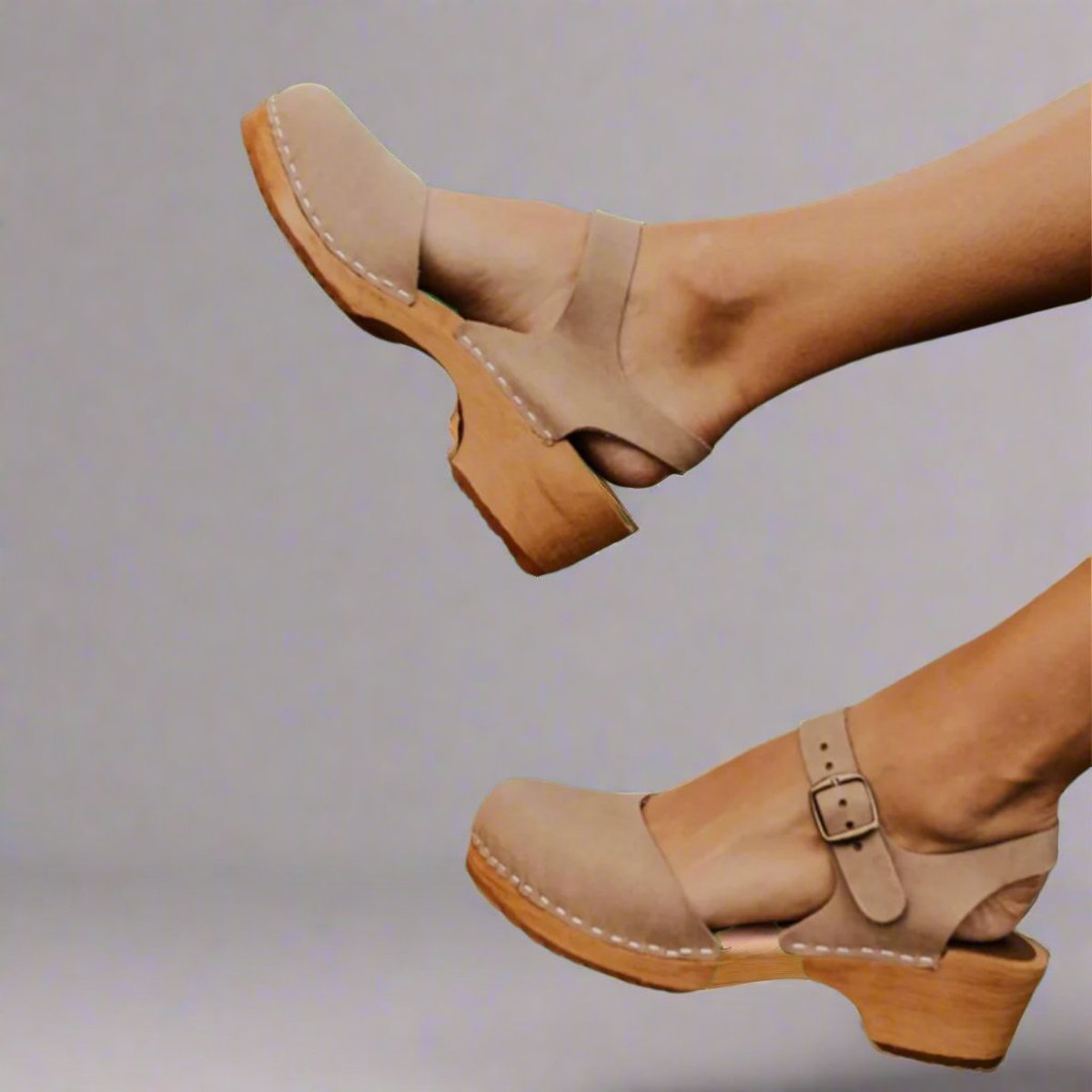 Marie Leather-Strap Platform Clog Sandals
