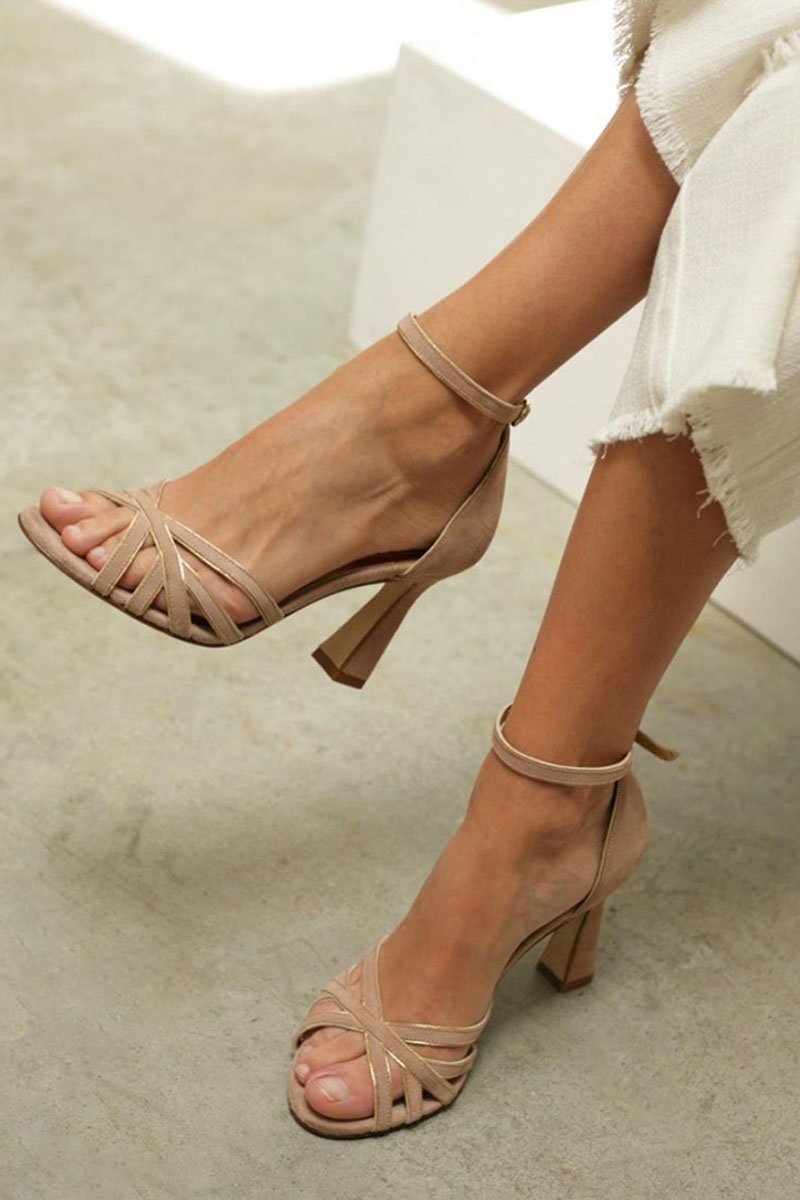 Hannah Strappy Block Heel Ankle-Strap Sandals