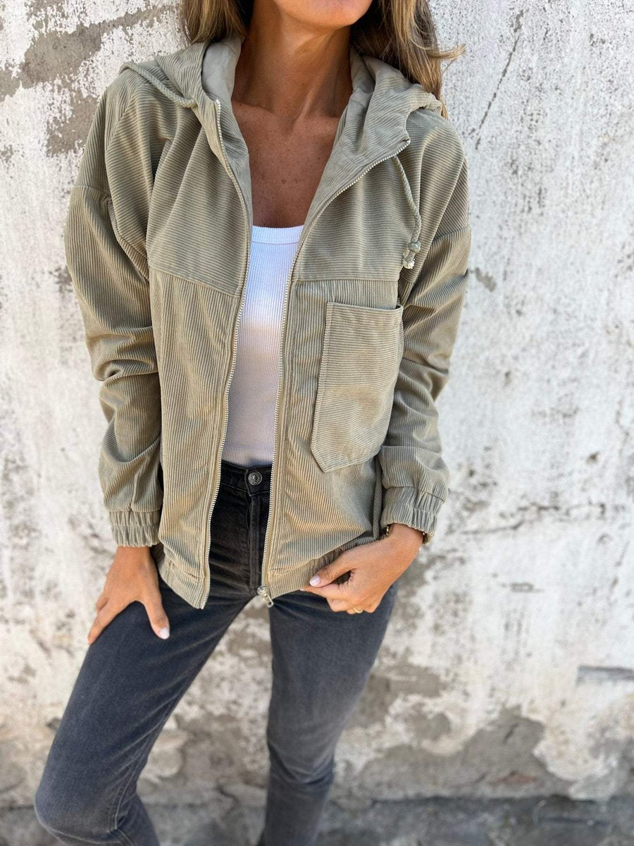 Mia Oversized Corduroy Hooded Jacket