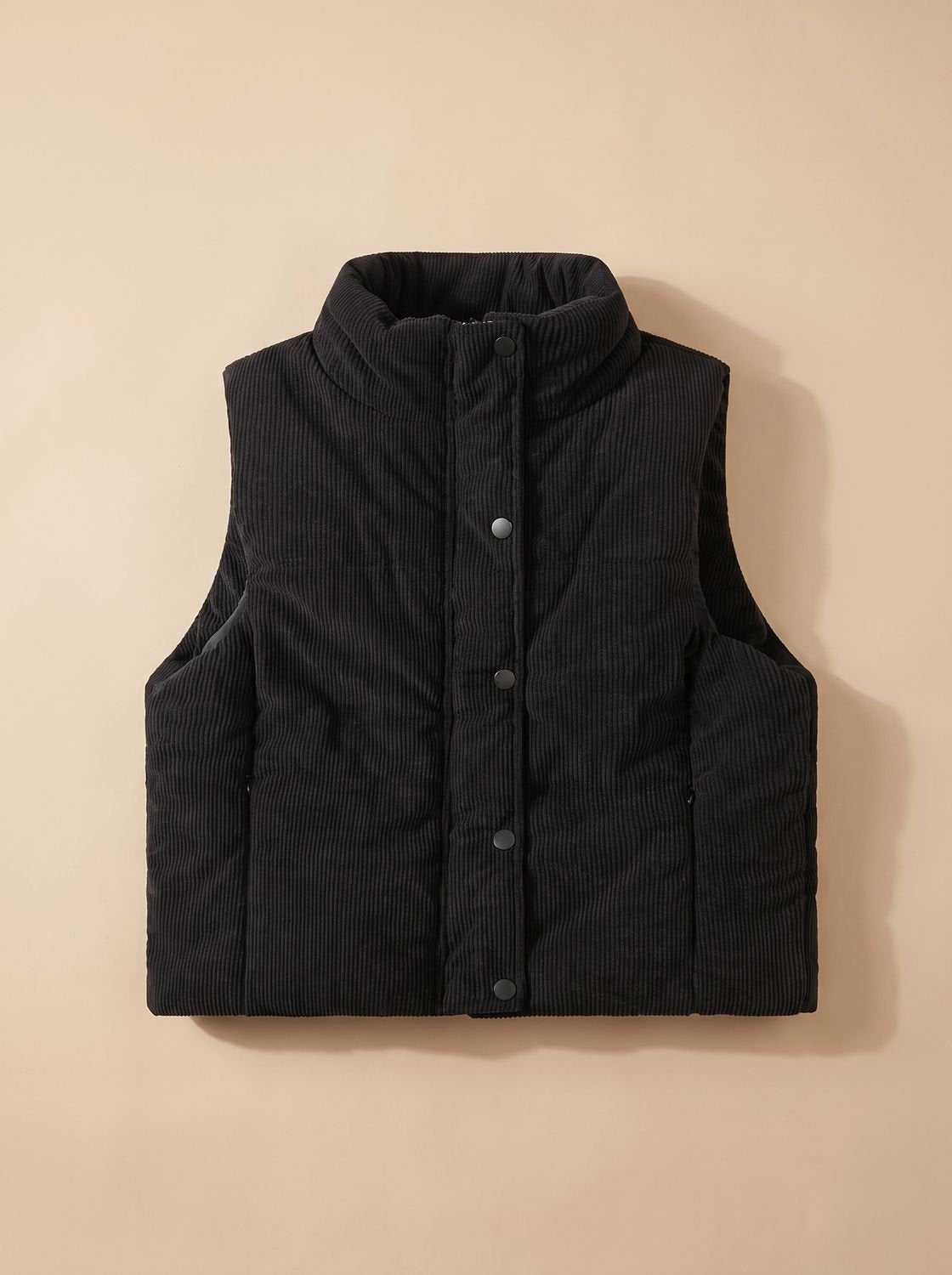 Marie Cropped Corduroy Snap Vest