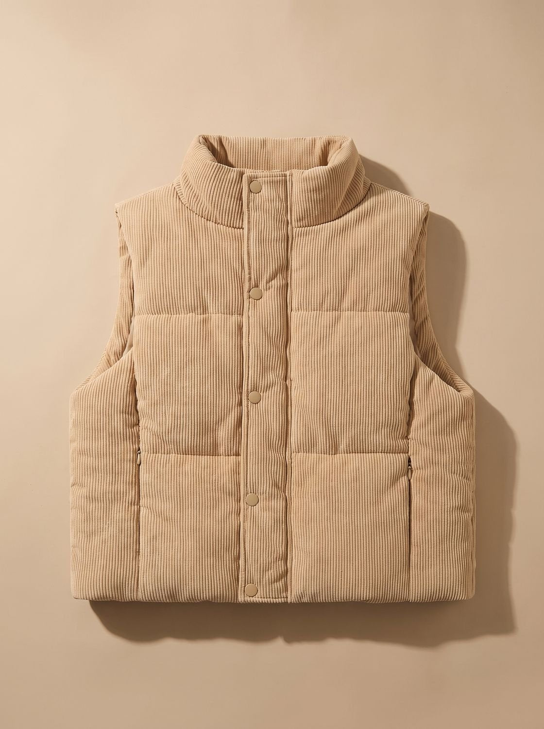 Marie Cropped Corduroy Snap Vest