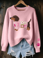 Nora Dachshund Patchwork Knit Sweater