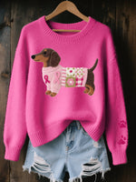 Nora Dachshund Patchwork Knit Sweater
