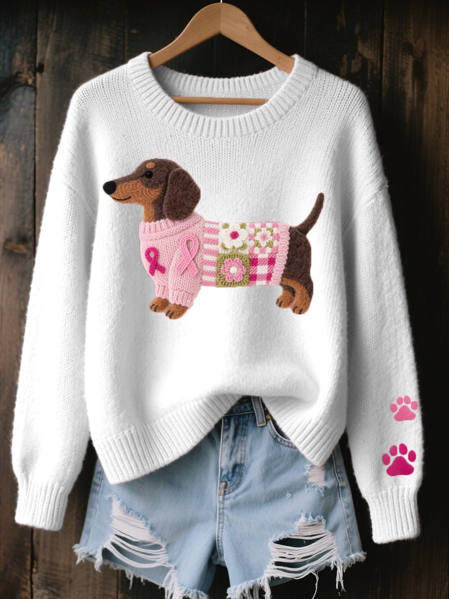 Nora Dachshund Patchwork Knit Sweater