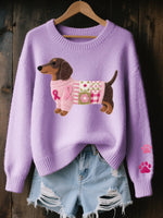 Nora Dachshund Patchwork Knit Sweater