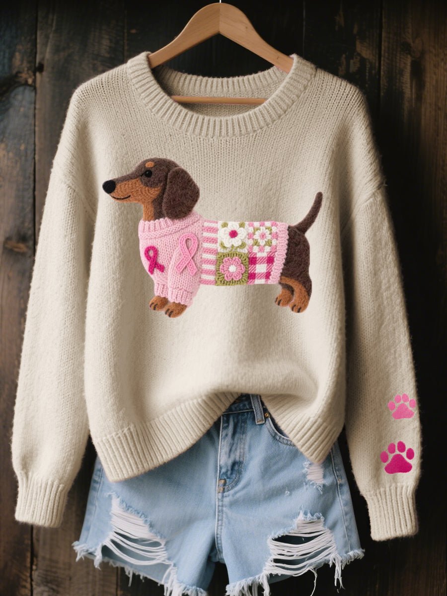 Nora Dachshund Patchwork Knit Sweater